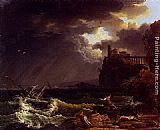 Claude-joseph Vernet Canvas Paintings - A Shipwreck In A Stormy Sea By The Coast